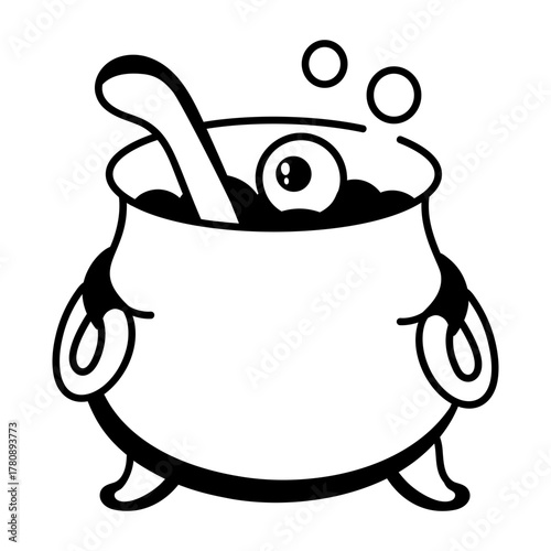 Hand drawn icon showing a cauldron boiling 