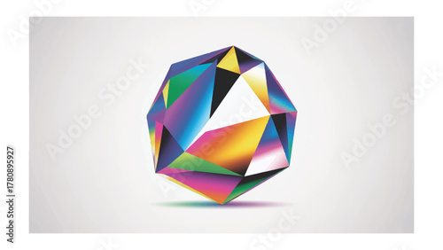 Geometric Prism: A stunning and colorful geometric prism with intricate facets and vibrant hues, radiating with a captivating play of light.