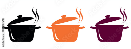 Colorful cooking pots illustration for culinary designs, restaurant menus, and food blogs, adding a touch of warmth, perfect for foodies