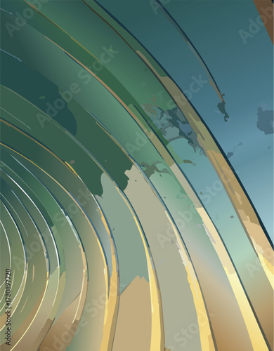 Abstract green and blue circular pattern background with a modern design