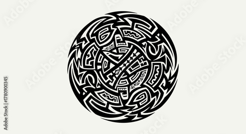 Abstract tribal circle design for decorative purposes, enhancing visual elements and artistic
