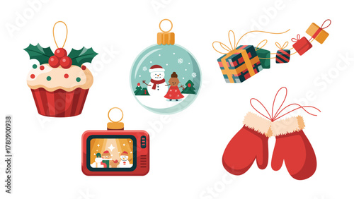 Festive Ornaments of Yuletide: Festive ornaments, each unique, present a curated collection of seasonal cheer and holiday spirit. Capturing holiday decor, christmas gift.