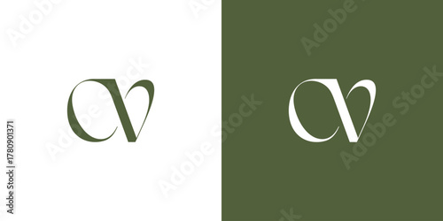 Elegant and luxurious CV letter initial logo design