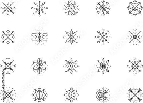 Snowflake snow freeze winter thin line outline icon. Snowflakes thin line icon set. Snowflake Simple illustration