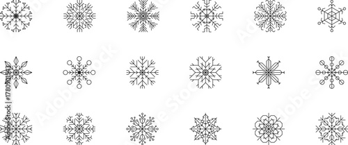 Snowflake snow freeze winter thin line outline icon. Snowflakes thin line icon set. Snowflake Simple illustration