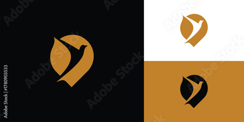 Modern and unique combination logo design of Pin and bird