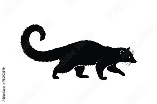A binturong animal silhouette vector art illustration