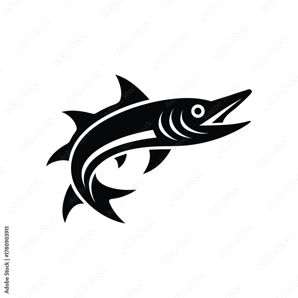 Fototapeta premium Barracuda logo silhouette icon vector art illustration