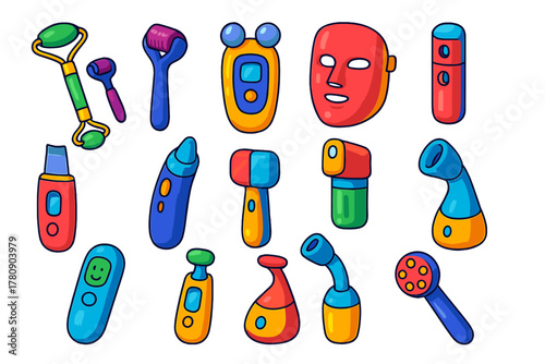 Wellness Beauty Tools. Isometric vector illustration set Wellness, Relaxation, and Beauty Essentials: skin roller set, derma