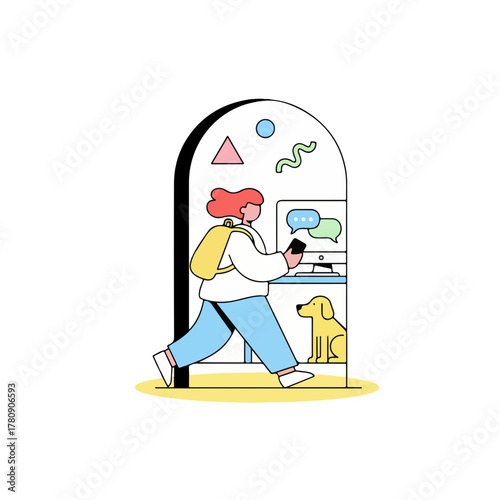 Millennial woman using mobile app for modern lifestyle convenience alone