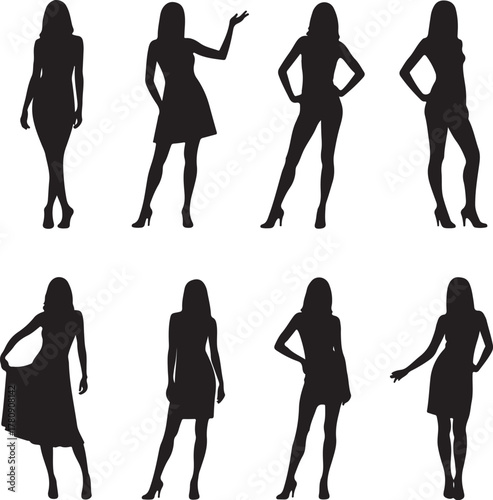 black female silhouettes in various poses woman
