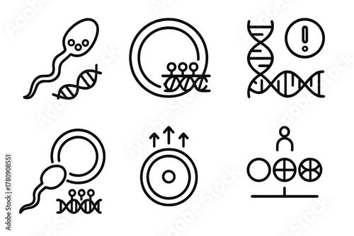 Epigenetic Icons. Line style icons of reproductive epigenetics: sperm methylation profile, oocyte histone state, imprinting