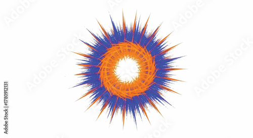 Abstract Celestial Swirl: A vibrant illustration features an abstract celestial swirl, with a captivating blend of orange and blue hues radiating outwards from a central vortex.