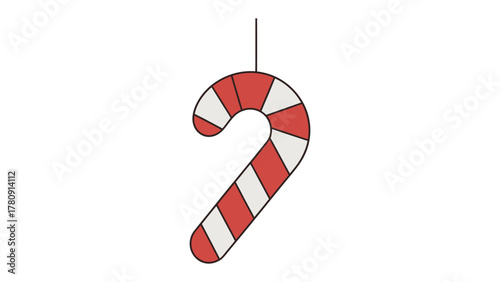 Sweet Seasonal Delight: A charming candy cane, suspended against a simple backdrop, ready to add a touch of sweetness and festive joy to any holiday.