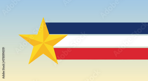 Texas Flag Design with Golden Star and Patriotic Stripes Abstract Illustration