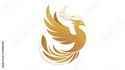 Phoenix Icon: A stylized, golden phoenix design symbolizing rebirth, renewal, and transformation, perfect for themes of resilience and evolution.