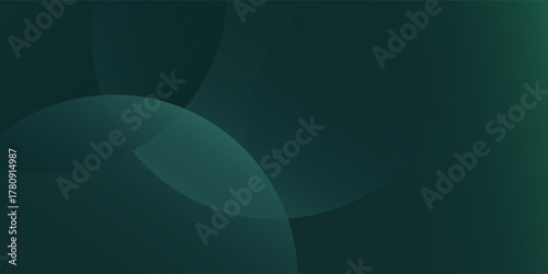 A dark green background with smooth, overlapping circles. The background is green with a gradient texture, creating a modern, abstract style. Minimal abstract circles vector gradient background