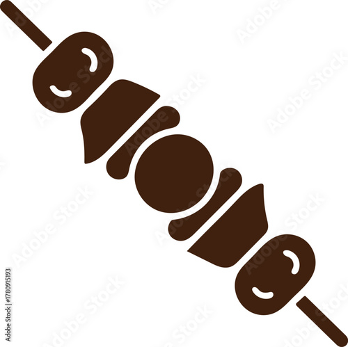 meat skewer silhouette vector icon, barbecue kebab black design illustration, grilled kebab outline on white
