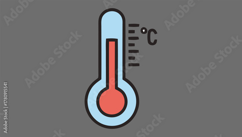 Thermometer Icon Measuring Temperature with Accuracy and Precision, Representing Celsius Degrees, and Climate