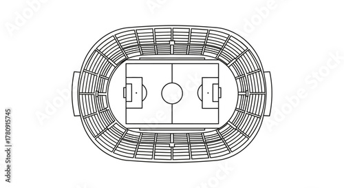 An aerial view rendering of a detailed football stadium blueprint design