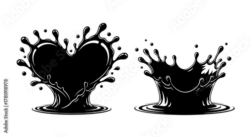 Black v neck t shirt design template front and back views displayed