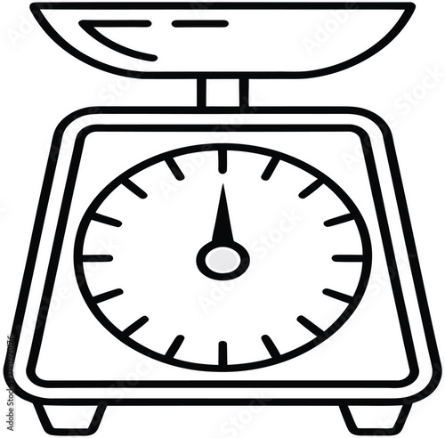kitchen and bathroom scales vector icon with clock and timer elements
