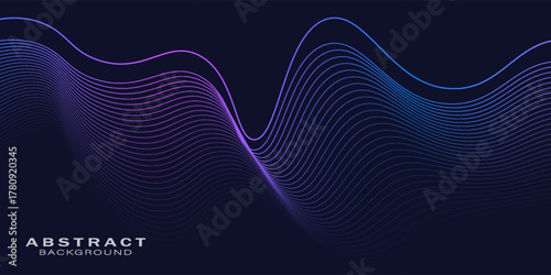 Abstract background with glowing wave. Shiny moving lines design element. Modern pink blue gradient flowing wave lines. Futuristic technology concept.