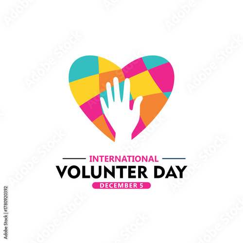 International Volunteer Day December 5th. Vector template for banners, greeting cards, icons, wallpapers, and posters on a white background. Vector illustration.