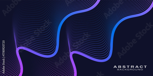 Abstract background with glowing wave. Shiny moving lines design element. Modern pink blue gradient flowing wave lines. Futuristic technology concept.