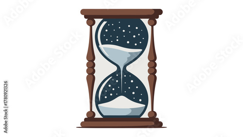 Timeless Measure: An elegantly crafted hourglass, its sands steadily flowing, symbolizes the relentless passage of time and the beauty of measured moments.