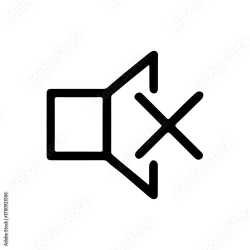Mute or silent icon line art vector. Sound off, volume off icon for media player, Ui, Ux, app and web uses. Vector illustration.