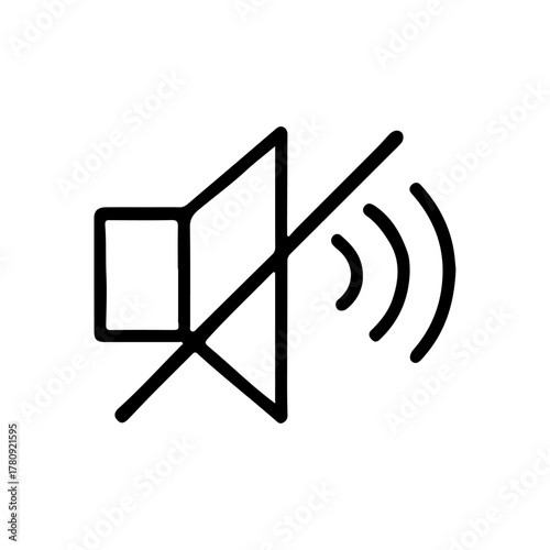 Mute or silent icon line art vector. Sound off, volume off icon for media player, Ui, Ux, app and web uses. Vector illustration.