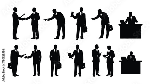 Businessmen silhouette collection isolated on transparent background, Vector