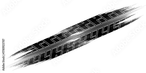 Auto tire tread grunge element. Car and motorcycle tire pattern, wheel tyre tread track. Black tyre print. Vector illustration isolated on white background.
