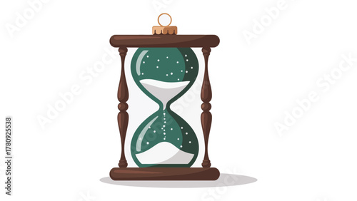 Timeless Essence: An hourglass, with its classic design, gracefully measures the passage of time, with a hint of eternity within the frame, embodying both simplicity and profoundness.