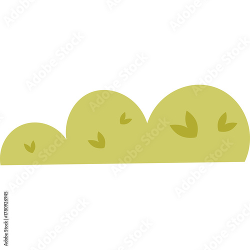Yellow green cartoon bush with small leaves transparent background isolated vector graphic design element for nature scenes