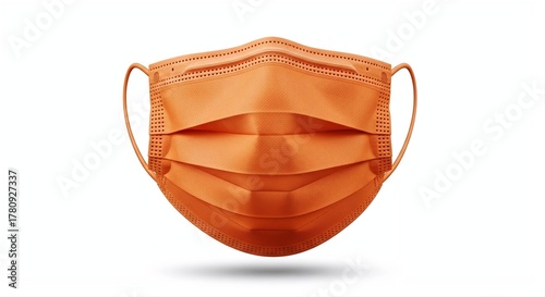 Orange surgical face mask isolated on white background