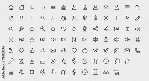 Set of basic web icons for user interface design