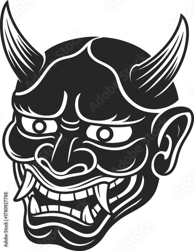 Japanese Oni Mask Vector Illustration