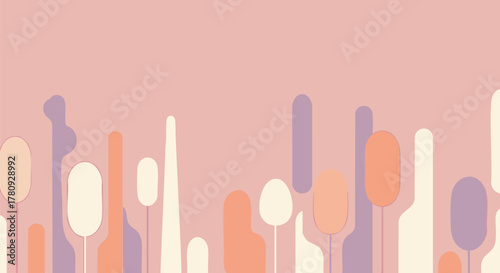 A sophisticated abstract composition featuring a harmonious array of soft pastel-colored rounded forms, perfect for contemporary decorative design projects.