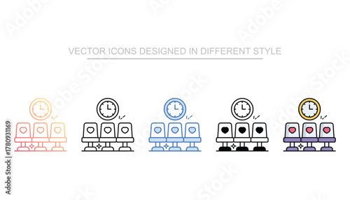 Waiting Area icon set multiple style collection