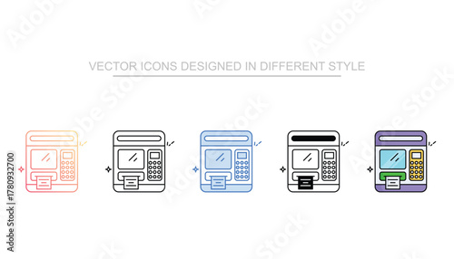 Ticket Machine icon set multiple style collection