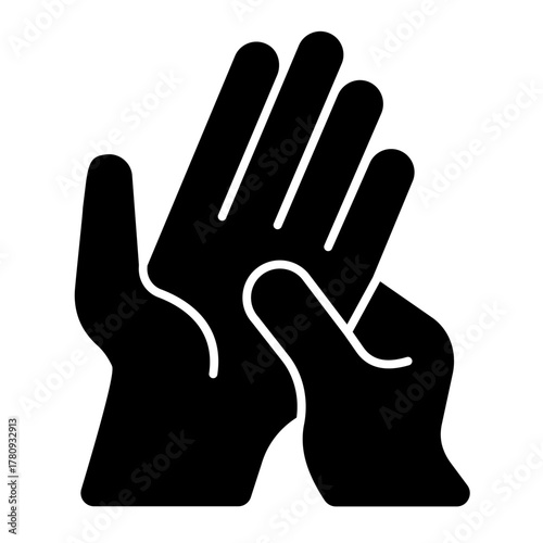 Two hands solid icon, family therapy concept. Vector graphics. Hands of adult and child palm, care sign on white background, style icon mobile or web design.