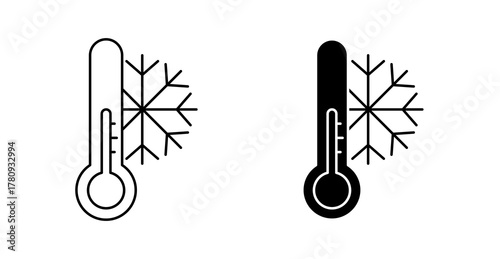 Thermometer with Snowflake Icon – Cold Temperature Symbol, Winter Freeze Indicator Vector Illustration