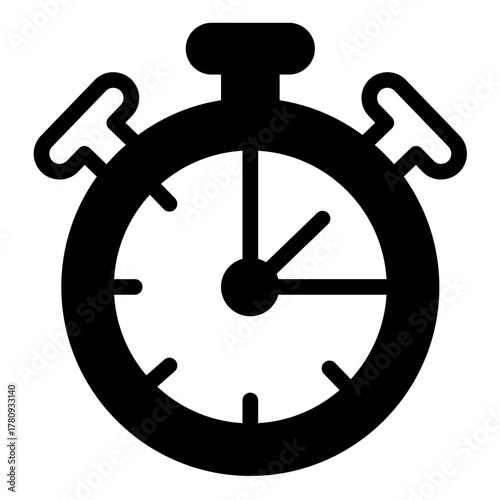Timer with buttons solid icon, time measurement concept. Vector graphics. Alarm clock with arrows sign on white background, style icon mobile or web design.