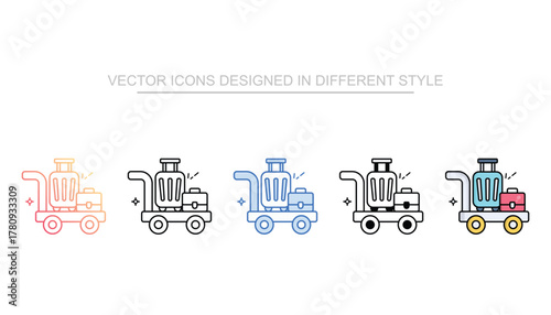 Luggage Trolley icon set multiple style collection