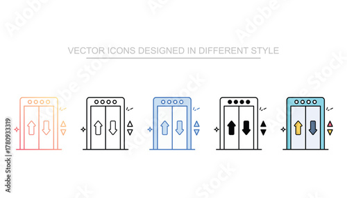 Lift icon set multiple style collection