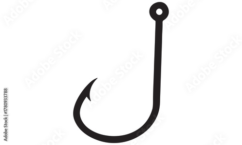Fishing Hook Silhouette Set – Minimal Black Vector Icons