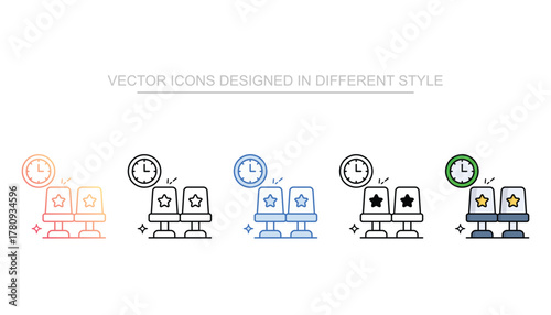 Waiting Seats icon set multiple style collection