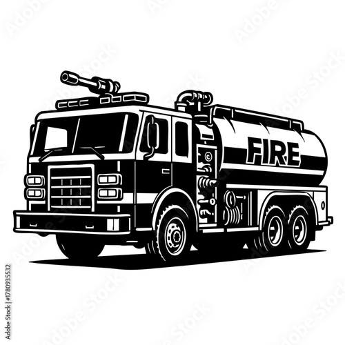 fire tanker truck with water cannon and bold structure
